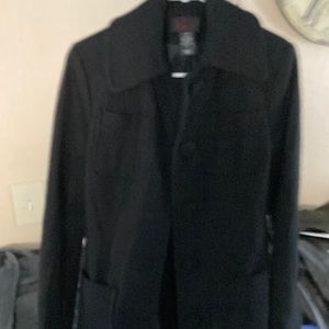 Black 60% Wool Black Via Pea Coat Size 4.